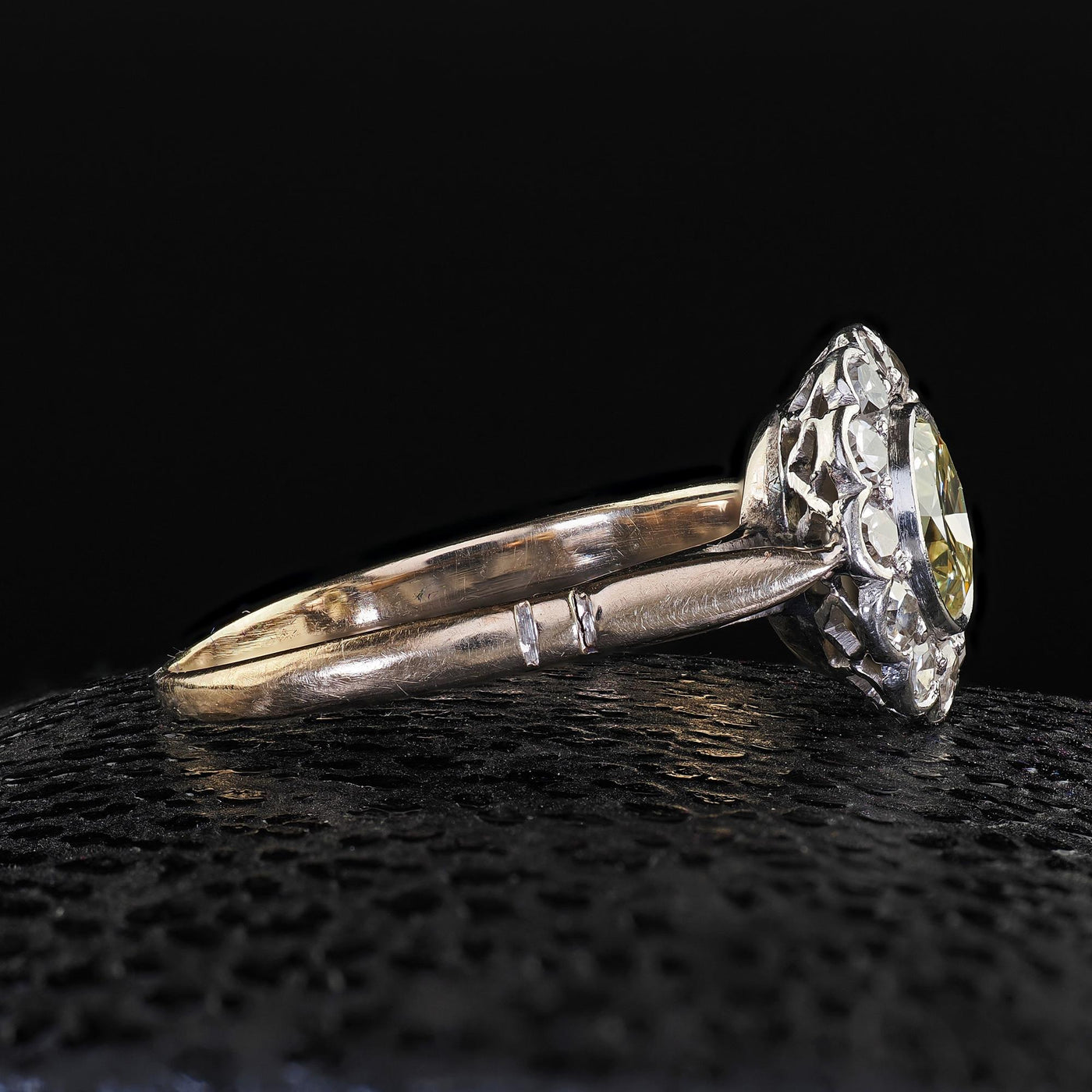 Antique Edwardian 14K Gold and Platinum Old European Diamond Engagement Ring