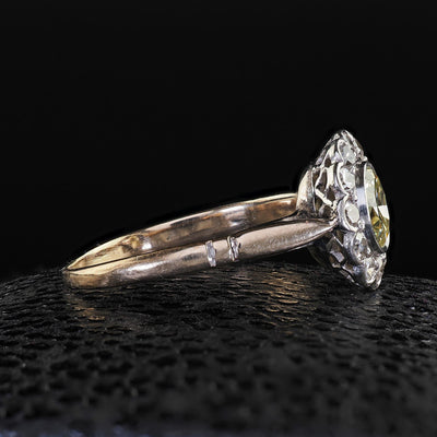 Antique Edwardian 14K Gold and Platinum Old European Diamond Engagement Ring