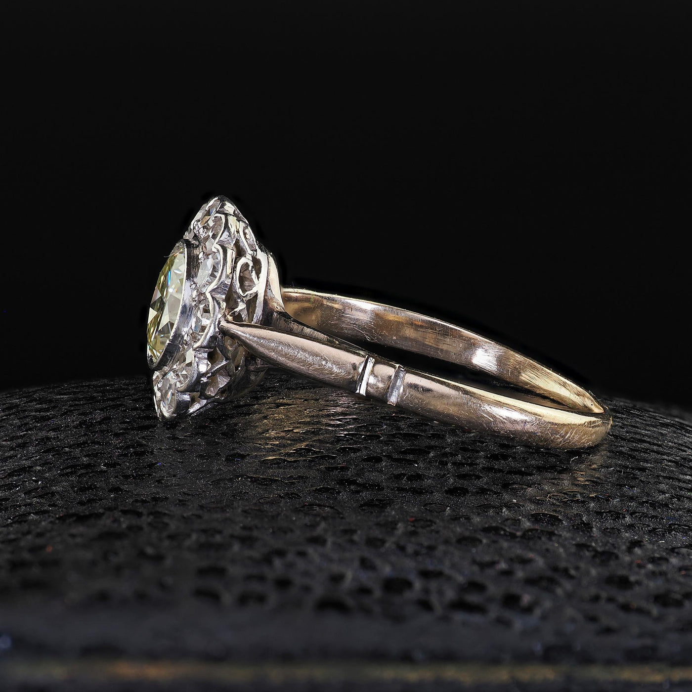Antique Edwardian 14K Gold and Platinum Old European Diamond Engagement Ring