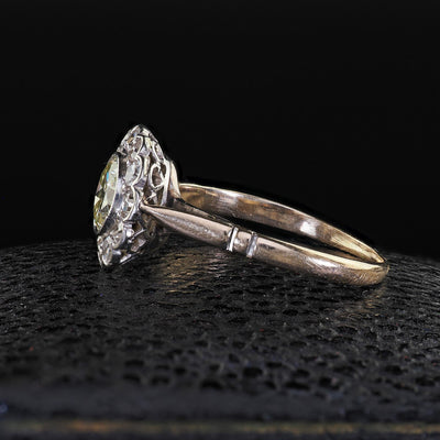 Antique Edwardian 14K Gold and Platinum Old European Diamond Engagement Ring