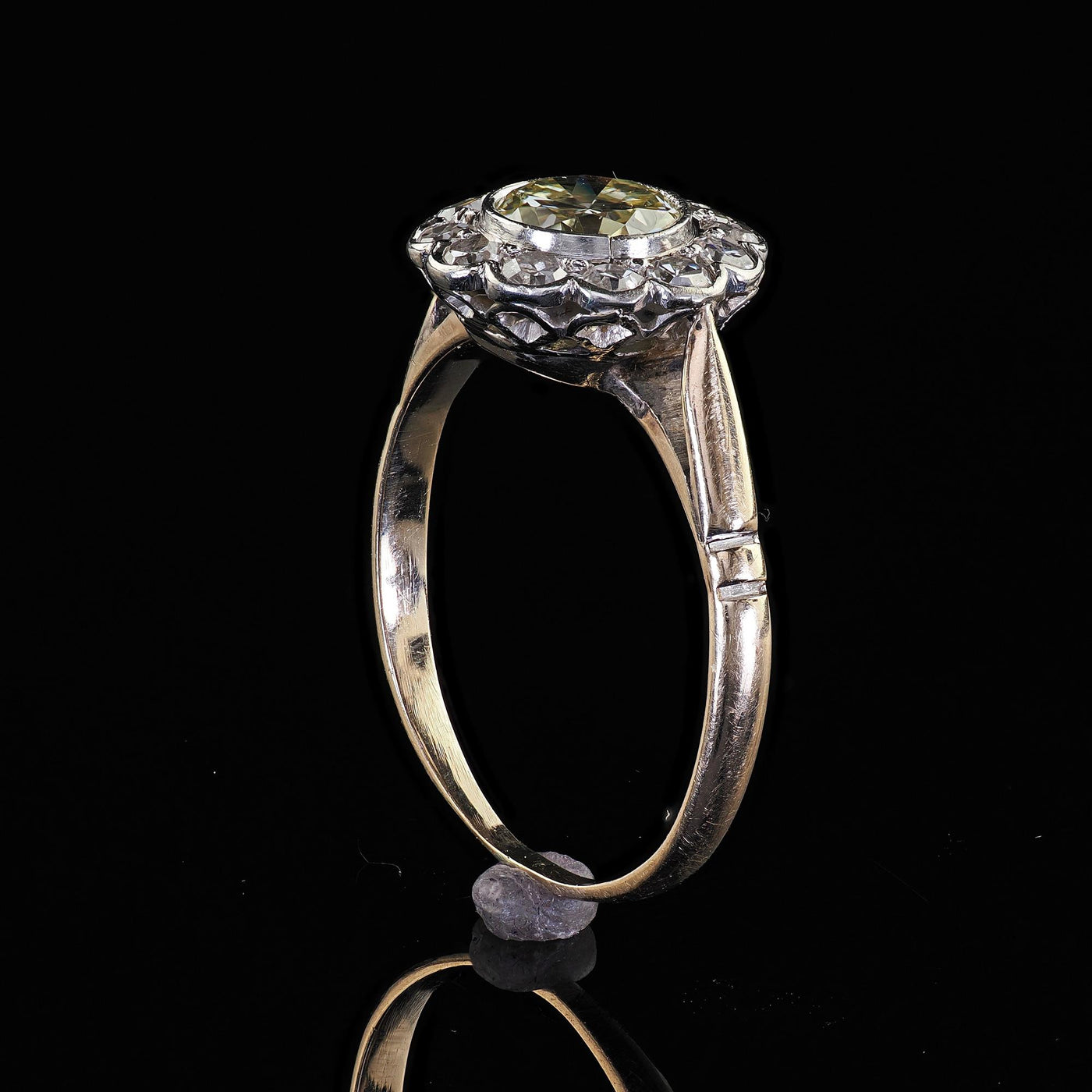 Antique Edwardian 14K Gold and Platinum Old European Diamond Engagement Ring