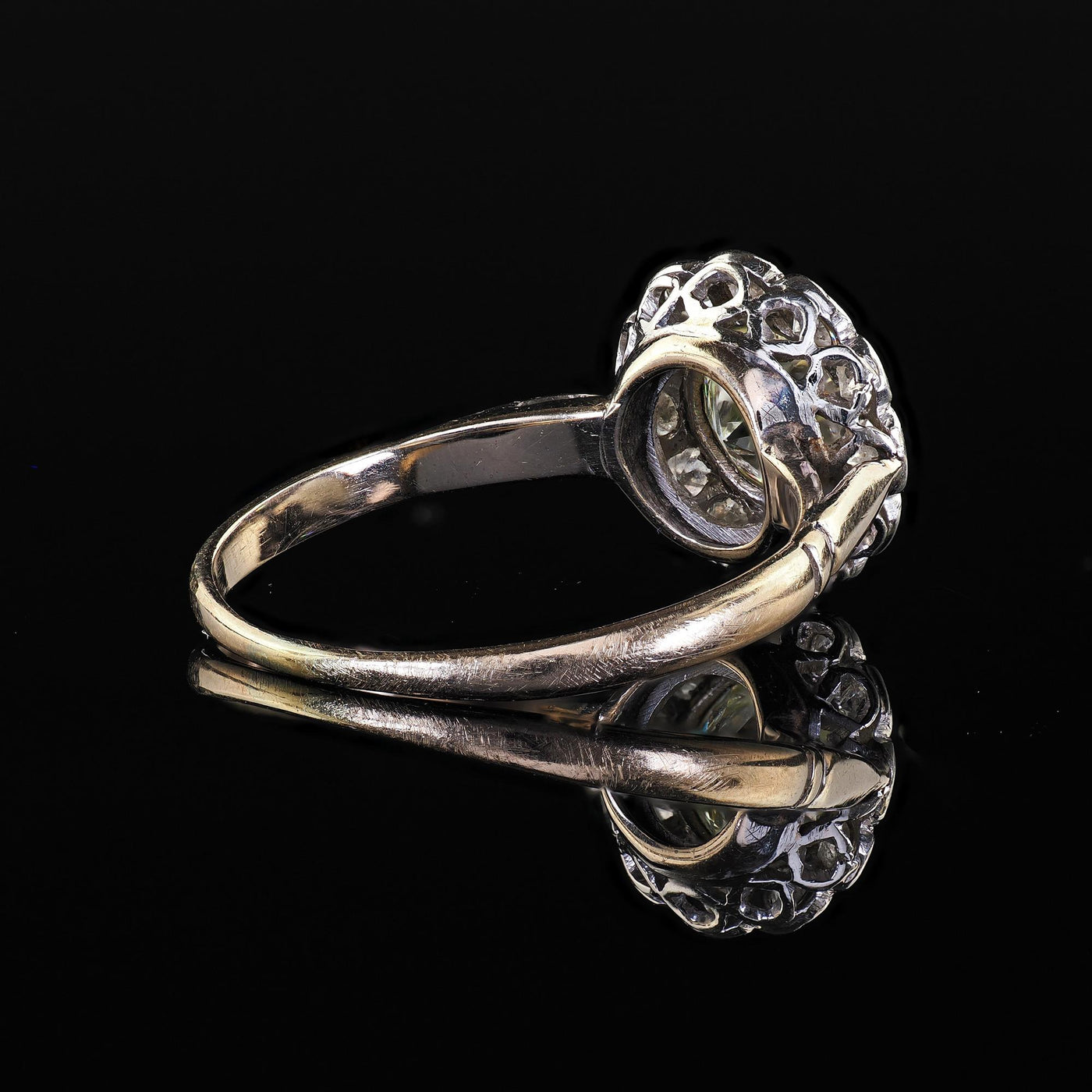 Antique Edwardian 14K Gold and Platinum Old European Diamond Engagement Ring