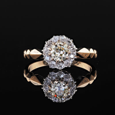Antique Victorian 14K Gold and Silver Top Old Mine Diamond Engagement Ring - GIA
