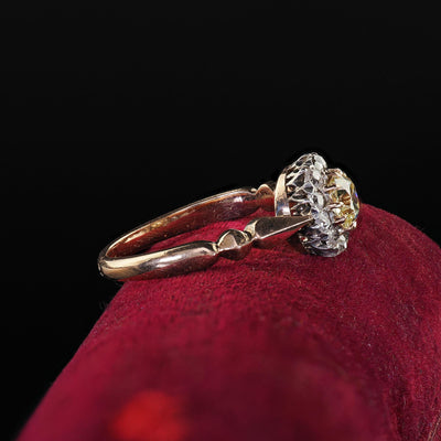 Antique Victorian 14K Gold and Silver Top Old Mine Diamond Engagement Ring - GIA