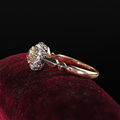 Antique Victorian 14K Gold and Silver Top Old Mine Diamond Engagement Ring - GIA