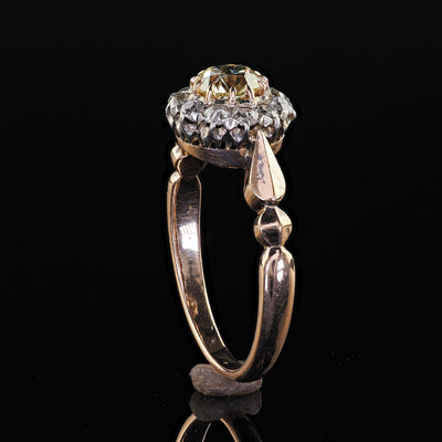 Antique Victorian 14K Gold and Silver Top Old Mine Diamond Engagement Ring - GIA