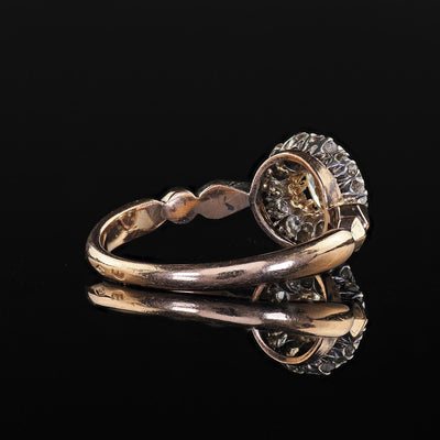 Antique Victorian 14K Gold and Silver Top Old Mine Diamond Engagement Ring - GIA