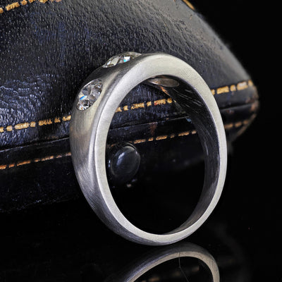 Antique Platinum Old European Cut Diamond Three Stone Flush Set Ring