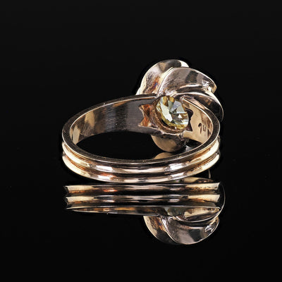 Vintage Estate 14K Yellow Gold Old Euro Cut Diamond Floral Engagement Ring - GIA