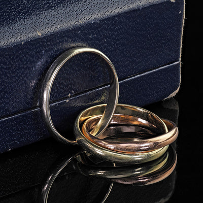 Vintage Estate Tiffany and Co 14K Tri Gold Rolling Ring Band - Size 6 3/4