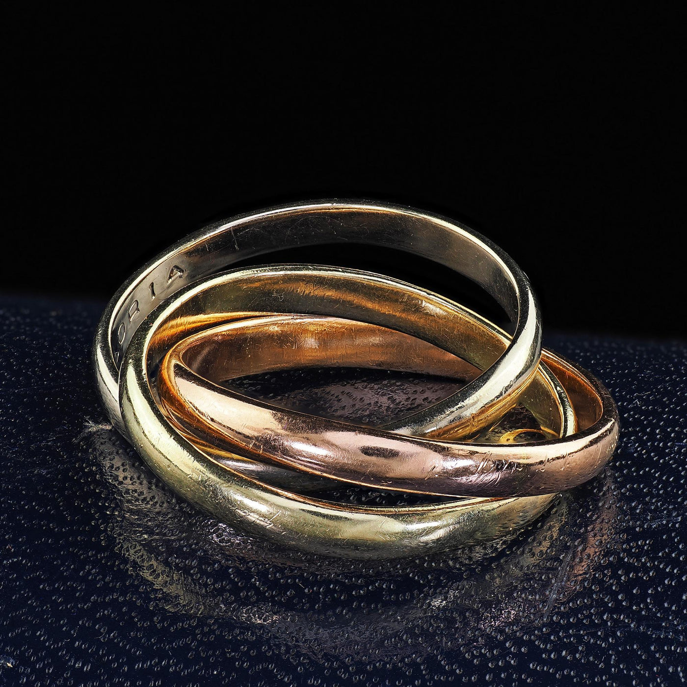 Vintage Estate Tiffany and Co 14K Tri Gold Rolling Ring Band - Size 6 3/4
