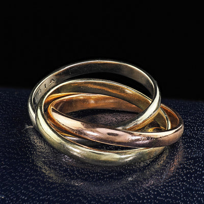 Vintage Estate Tiffany and Co 14K Tri Gold Rolling Ring Band - Size 6 3/4