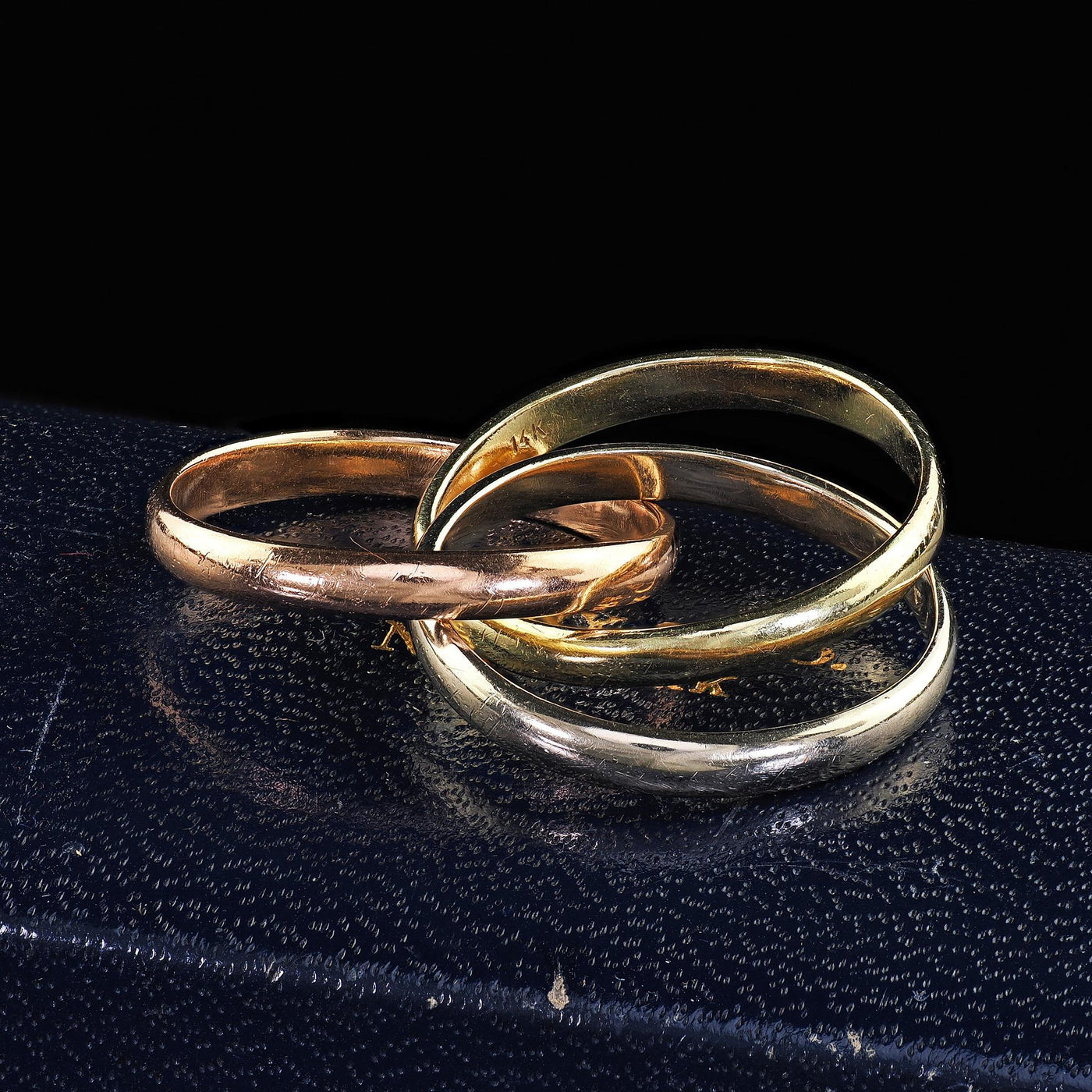 Vintage Estate Tiffany and Co 14K Tri Gold Rolling Ring Band - Size 6 3/4