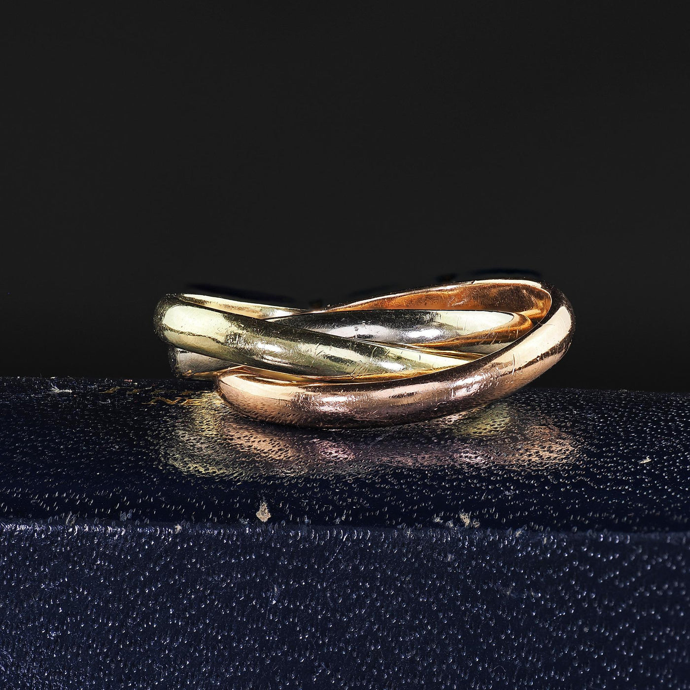 Vintage Estate Tiffany and Co 14K Tri Gold Rolling Ring Band - Size 6 3/4