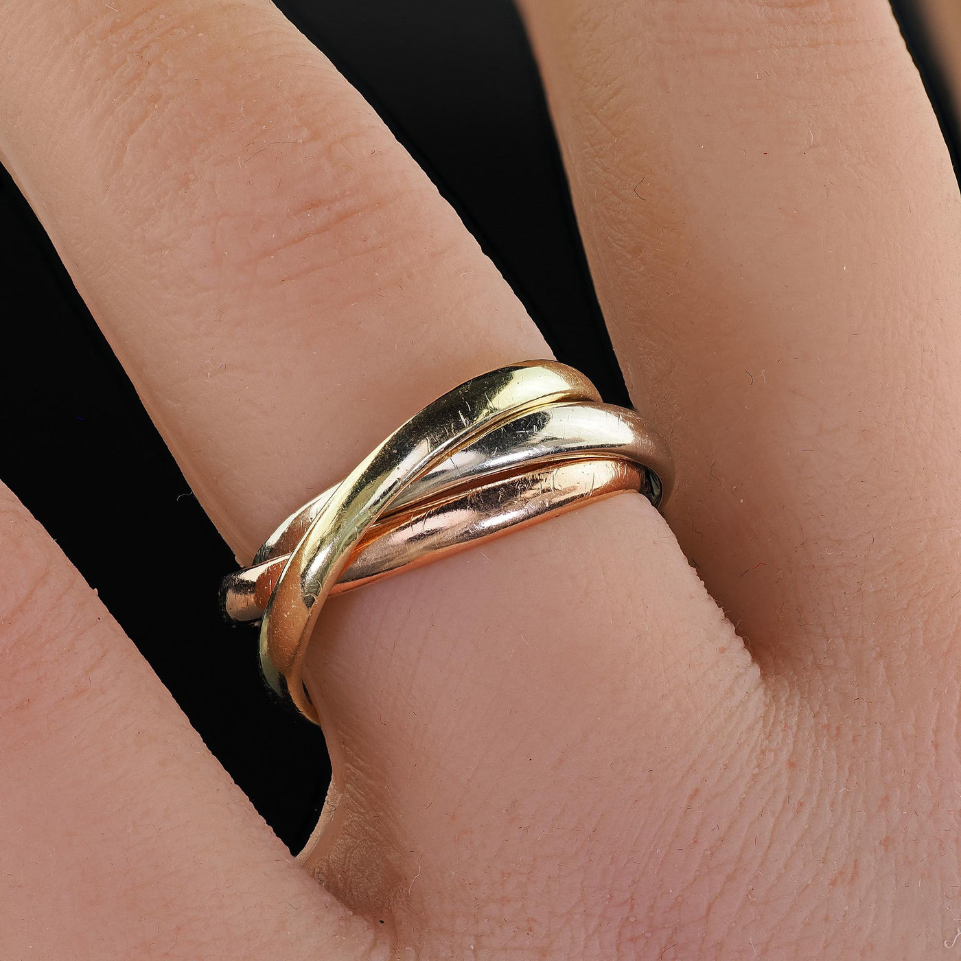 Vintage Estate Tiffany and Co 14K Tri Gold Rolling Ring Band - Size 6 3/4