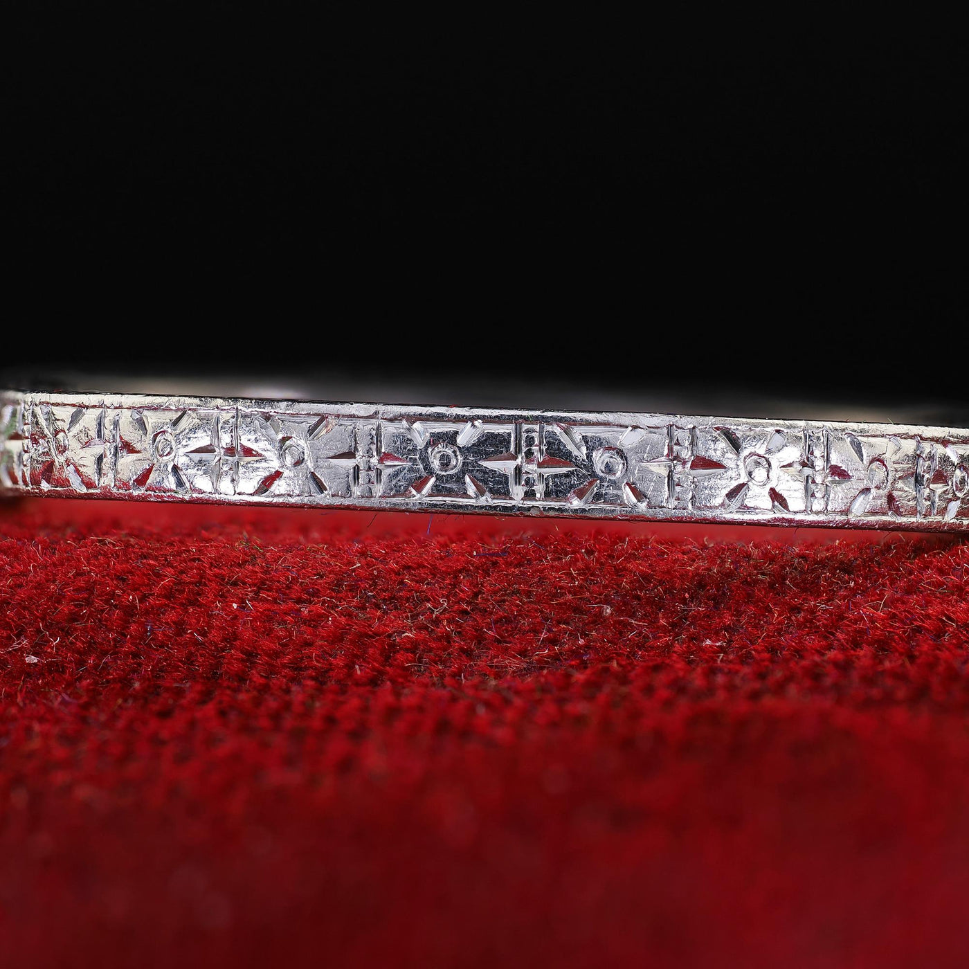 Antique Platinum J. R. Wood and Sons Engraved Wedding Band Ring - Size 6 1/2