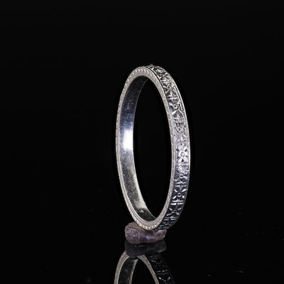 Antique Platinum J. R. Wood and Sons Engraved Wedding Band Ring - Size 6 1/2
