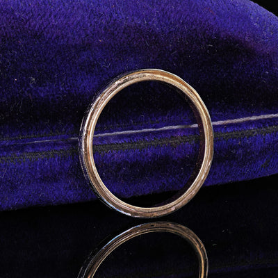 Antique Art Deco 14K Gold and Platinum Engraved Wedding Band Ring - Size 6 3/4