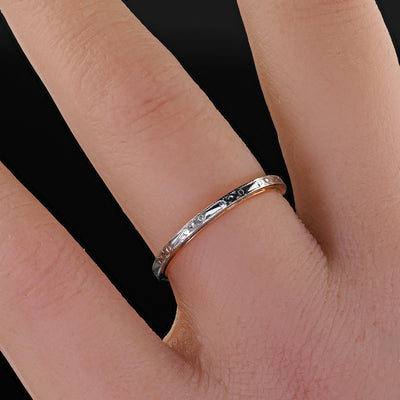 Antique Art Deco 14K Gold and Platinum Engraved Wedding Band Ring - Size 6 3/4