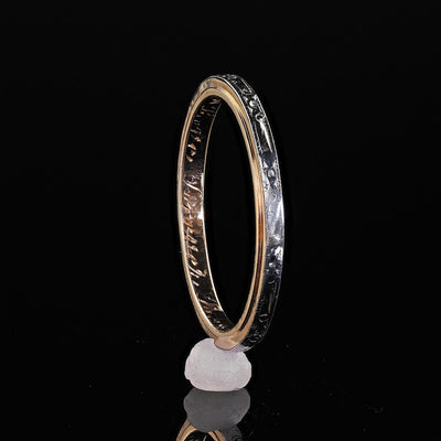 Antique Art Deco 14K Gold and Platinum Engraved Wedding Band Ring - Size 6 3/4