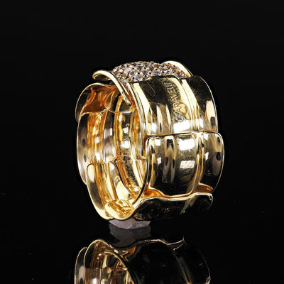 Estate Garavelli 18K Yellow Gold Diamond Articulated Wide Cocktail Ring