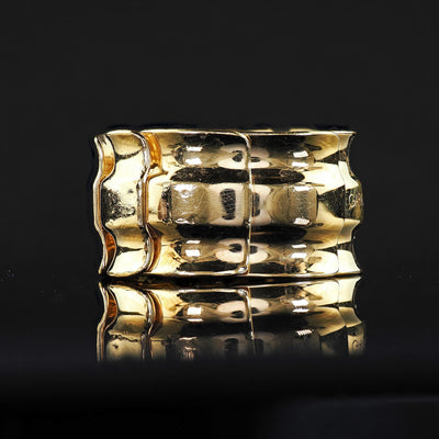 Estate Garavelli 18K Yellow Gold Diamond Articulated Wide Cocktail Ring
