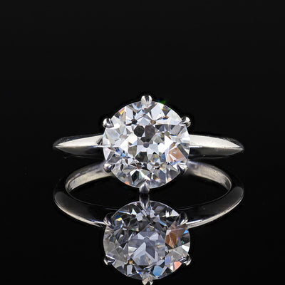 Vintage Retro Platinum Tiffany and Co Old European Cut Diamond Solitaire - GIA