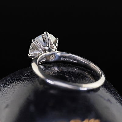 Vintage Retro Platinum Tiffany and Co Old European Cut Diamond Solitaire - GIA