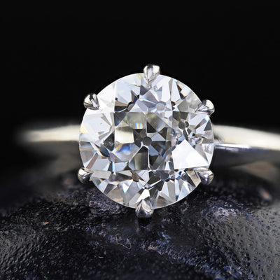 Vintage Retro Platinum Tiffany and Co Old European Cut Diamond Solitaire - GIA