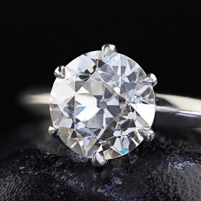 Vintage Retro Platinum Tiffany and Co Old European Cut Diamond Solitaire - GIA