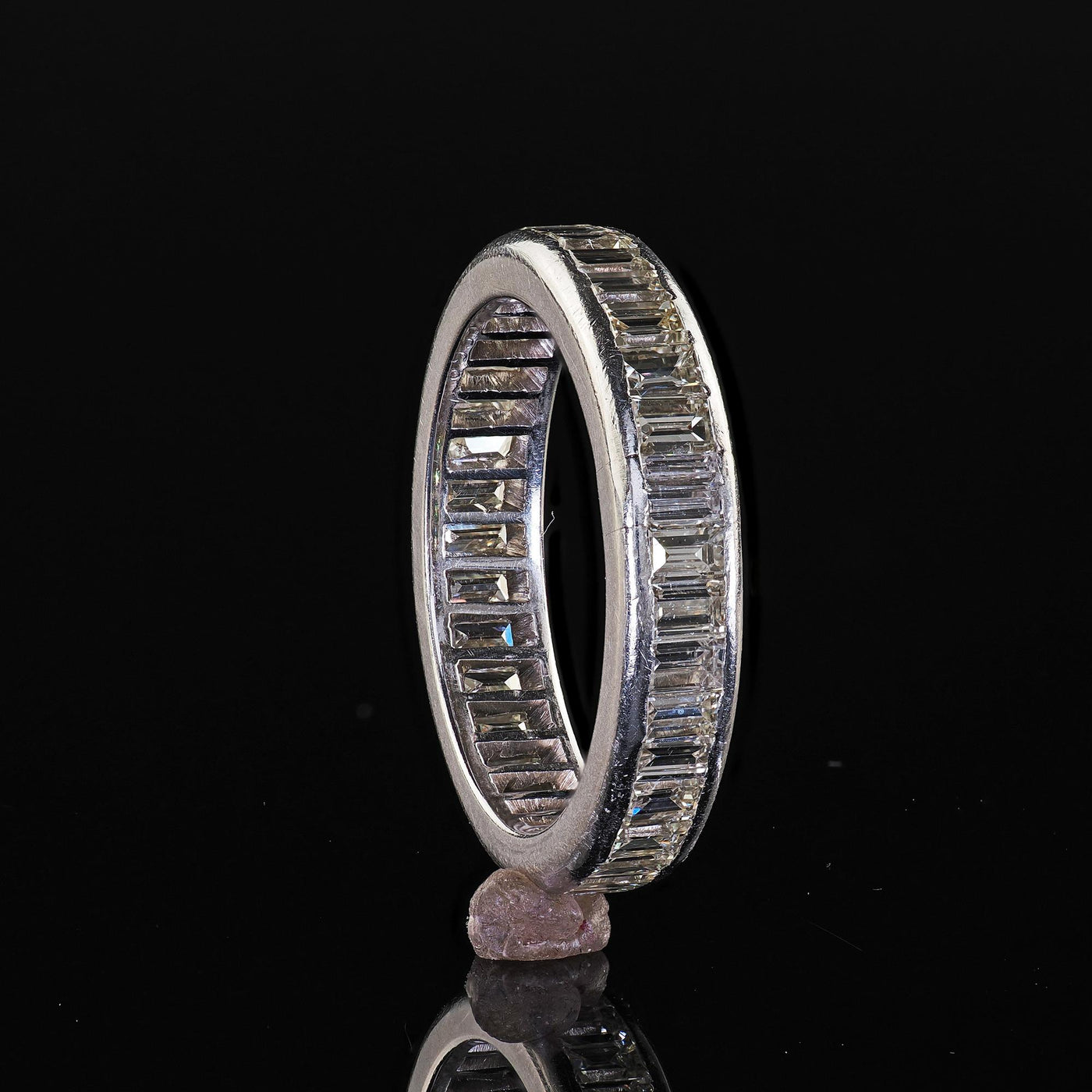 Vintage Retro Platinum Old Baguette Diamond Eternity Band Ring - Size 6 3/4