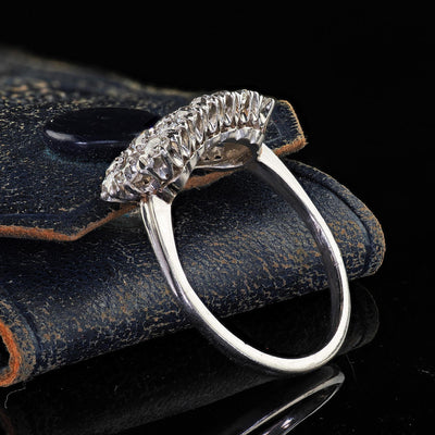 Antique Art Deco Old European Cut Diamond Cluster Saddle Cocktail Band Ring