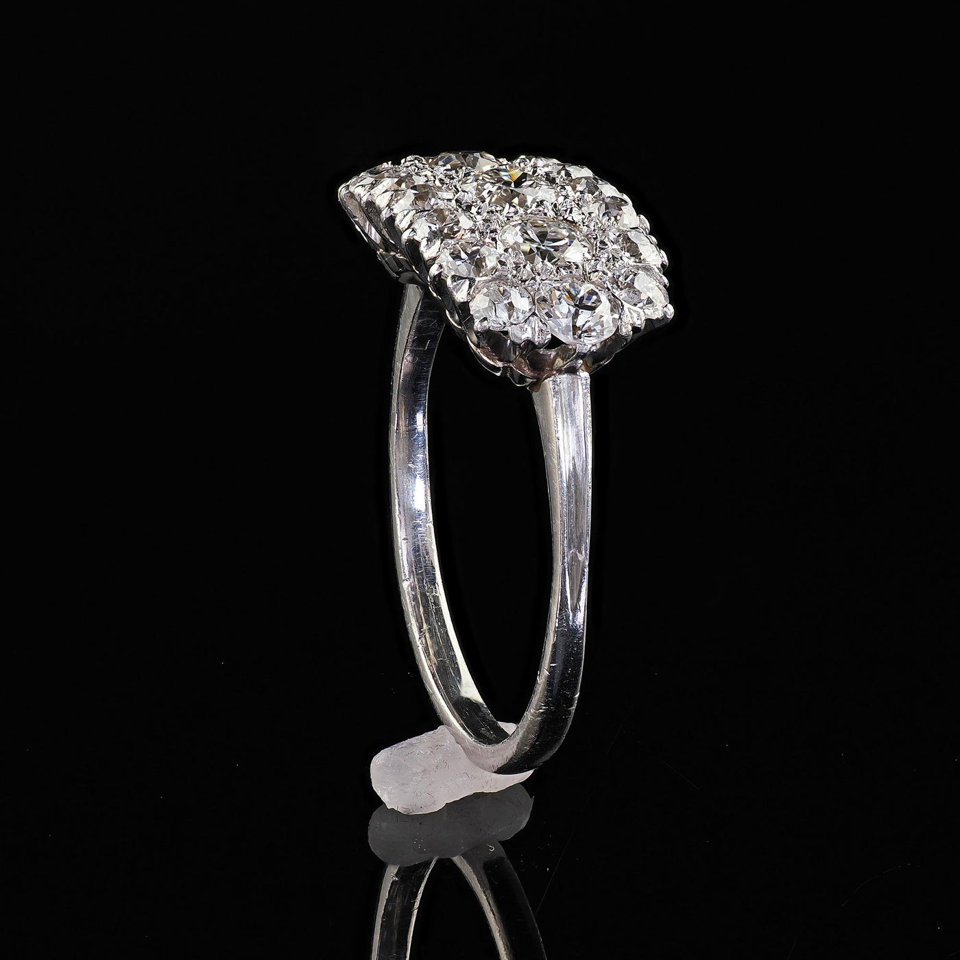 Antique Art Deco Old European Cut Diamond Cluster Saddle Cocktail Band Ring