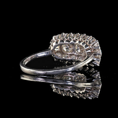 Antique Art Deco Old European Cut Diamond Cluster Saddle Cocktail Band Ring