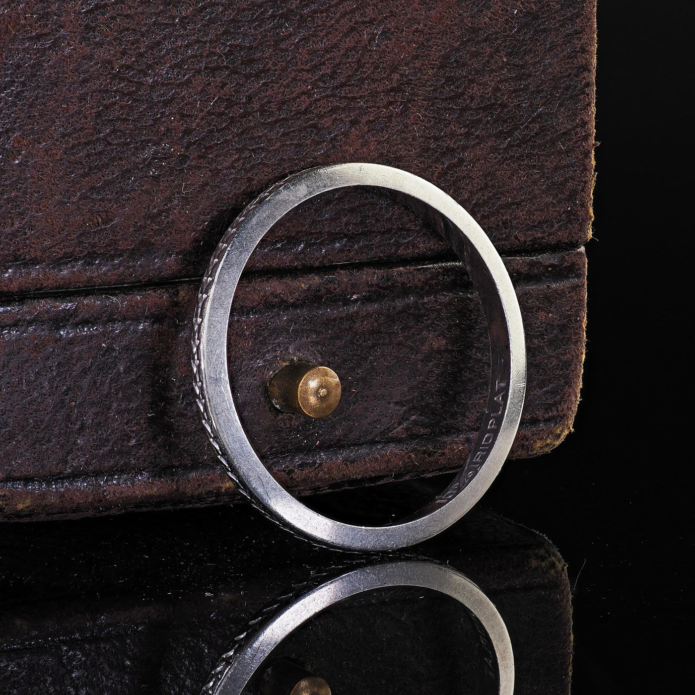 Antique Art Deco Platinum Wheat Engraved Wedding Band Ring - Size 7