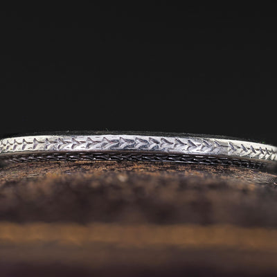 Antique Art Deco Platinum Wheat Engraved Wedding Band Ring - Size 7