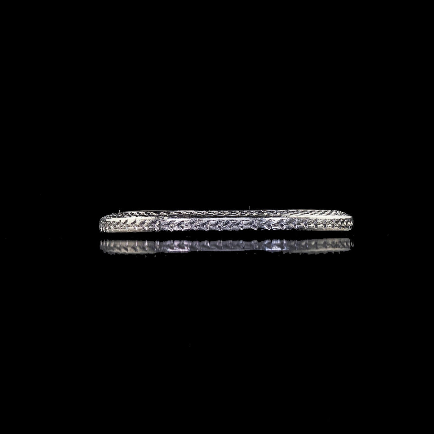 Antique Art Deco Platinum Wheat Engraved Wedding Band Ring - Size 7
