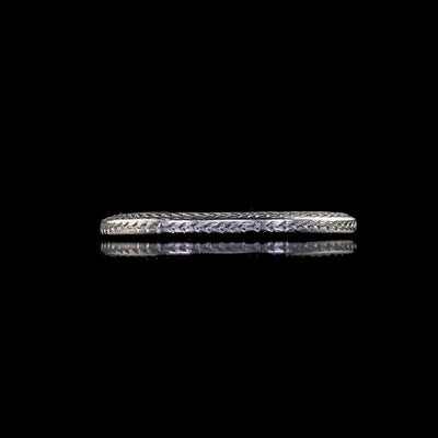 Antique Art Deco Platinum Wheat Engraved Wedding Band Ring - Size 7