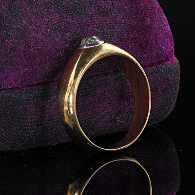 Antique Art Deco 18K Yellow Gold Platinum Old Mine Diamond Bezel Set Ring
