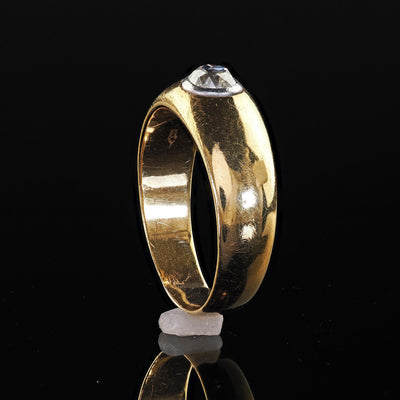 Antique Art Deco 18K Yellow Gold Platinum Old Mine Diamond Bezel Set Ring