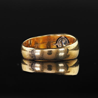 Antique Art Deco 18K Yellow Gold Platinum Old Mine Diamond Bezel Set Ring