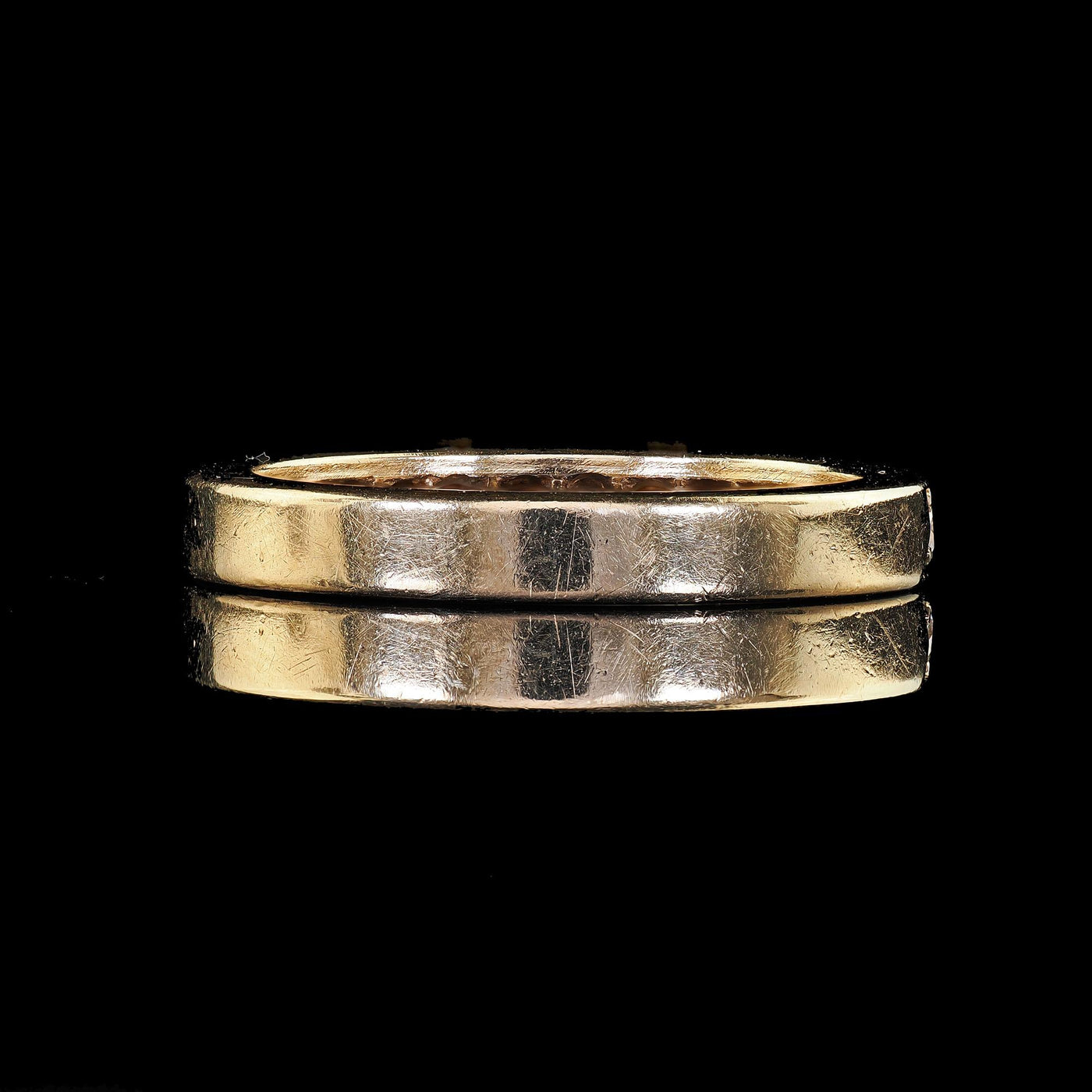 Vintage Retro 14K Yellow Gold Round Cut Diamond Wedding Band Ring - Size 7