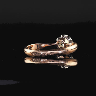 Antique Art Deco 14K Rose Gold Buttercup Old Mine Diamond Engagement Ring