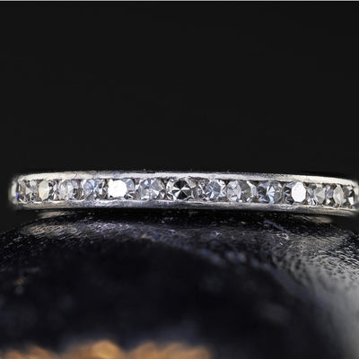 Antique Art Deco Platinum Single Cut Diamond Eternity Band Ring - Size 5 3/4