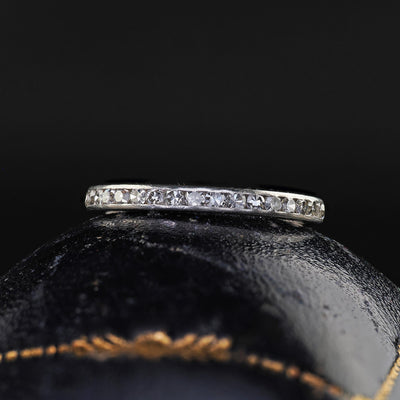Antique Art Deco Platinum Single Cut Diamond Eternity Band Ring - Size 5 3/4