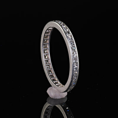 Antique Art Deco Platinum Single Cut Diamond Eternity Band Ring - Size 5 3/4