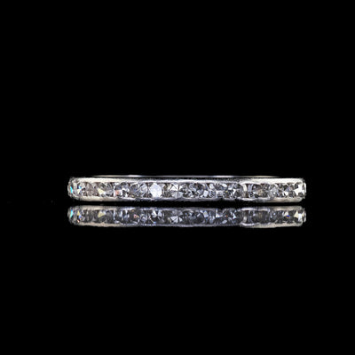 Antique Art Deco Platinum Single Cut Diamond Eternity Band Ring - Size 5 3/4