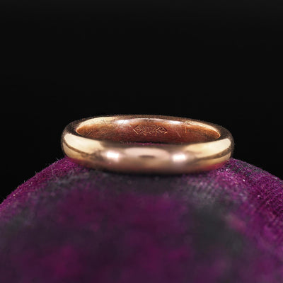 Antique Art Deco 14K Rose Gold Classic Wedding Band Ring - Size 5