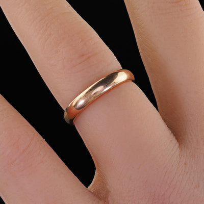 Antique Art Deco 14K Rose Gold Classic Wedding Band Ring - Size 5
