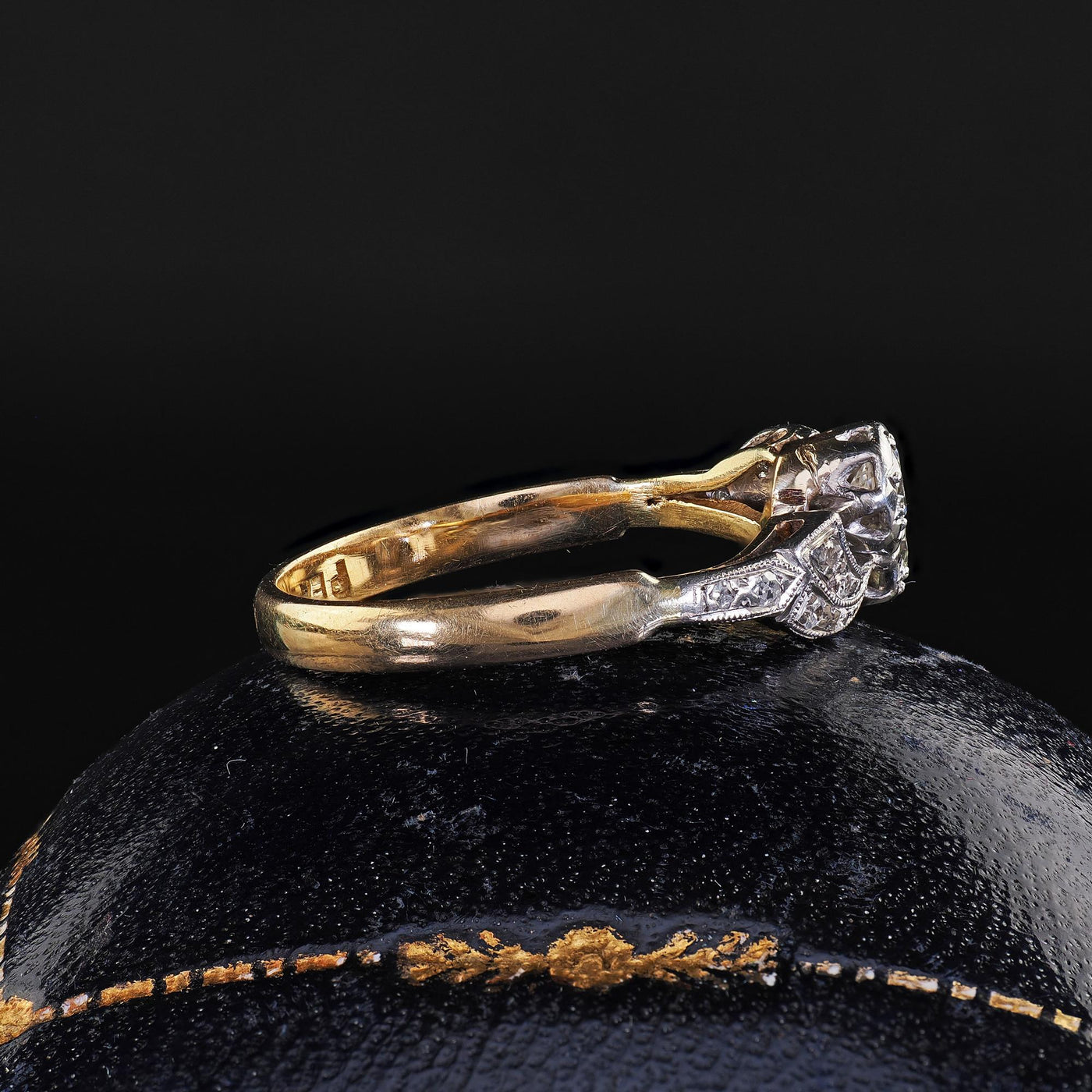 Antique Art Deco 18K Gold and Platinum Old Cut Diamond Toi Et Moi Ring